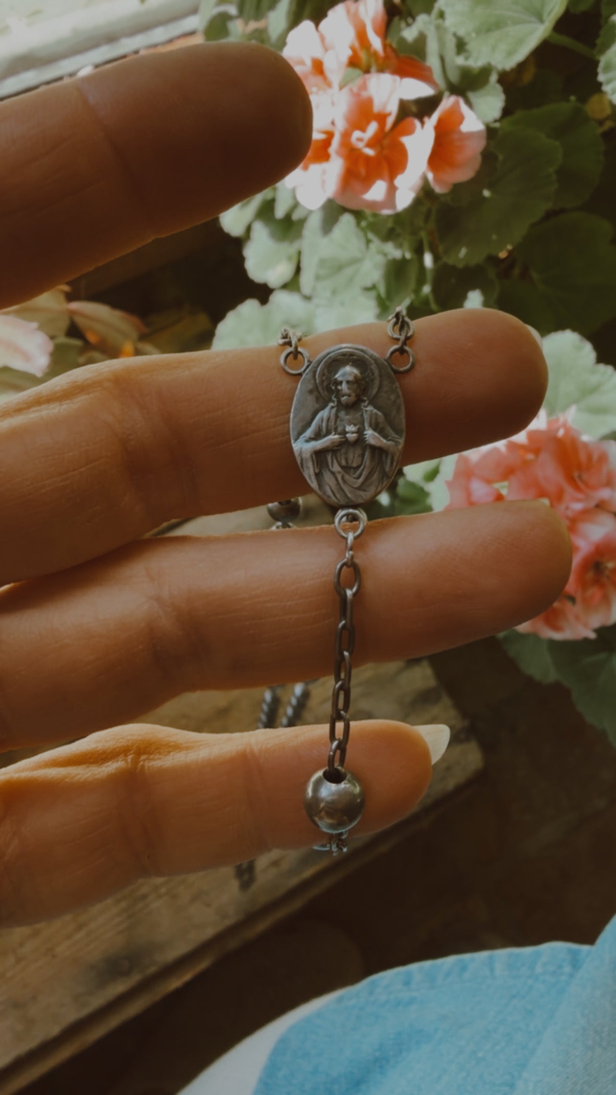 Antique Silver Rosary