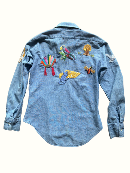 Whimsical Embroidered Chambray