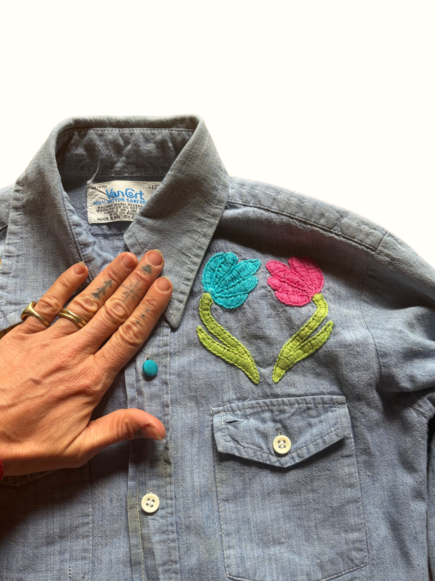 Whimsical Embroidered Chambray