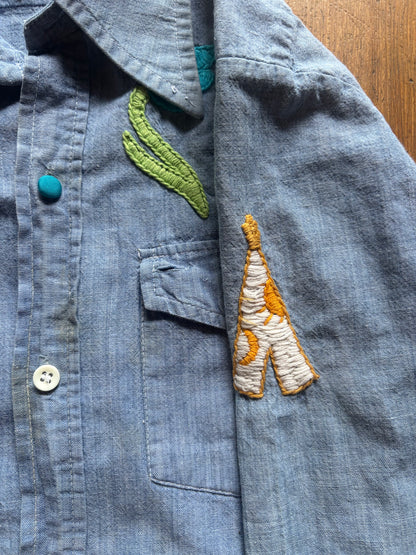 Whimsical Embroidered Chambray