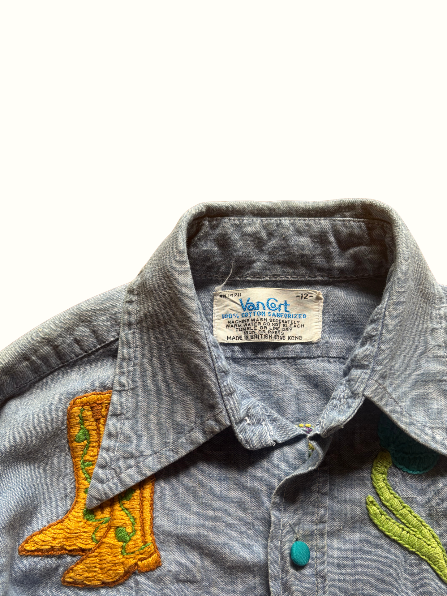 Whimsical Embroidered Chambray
