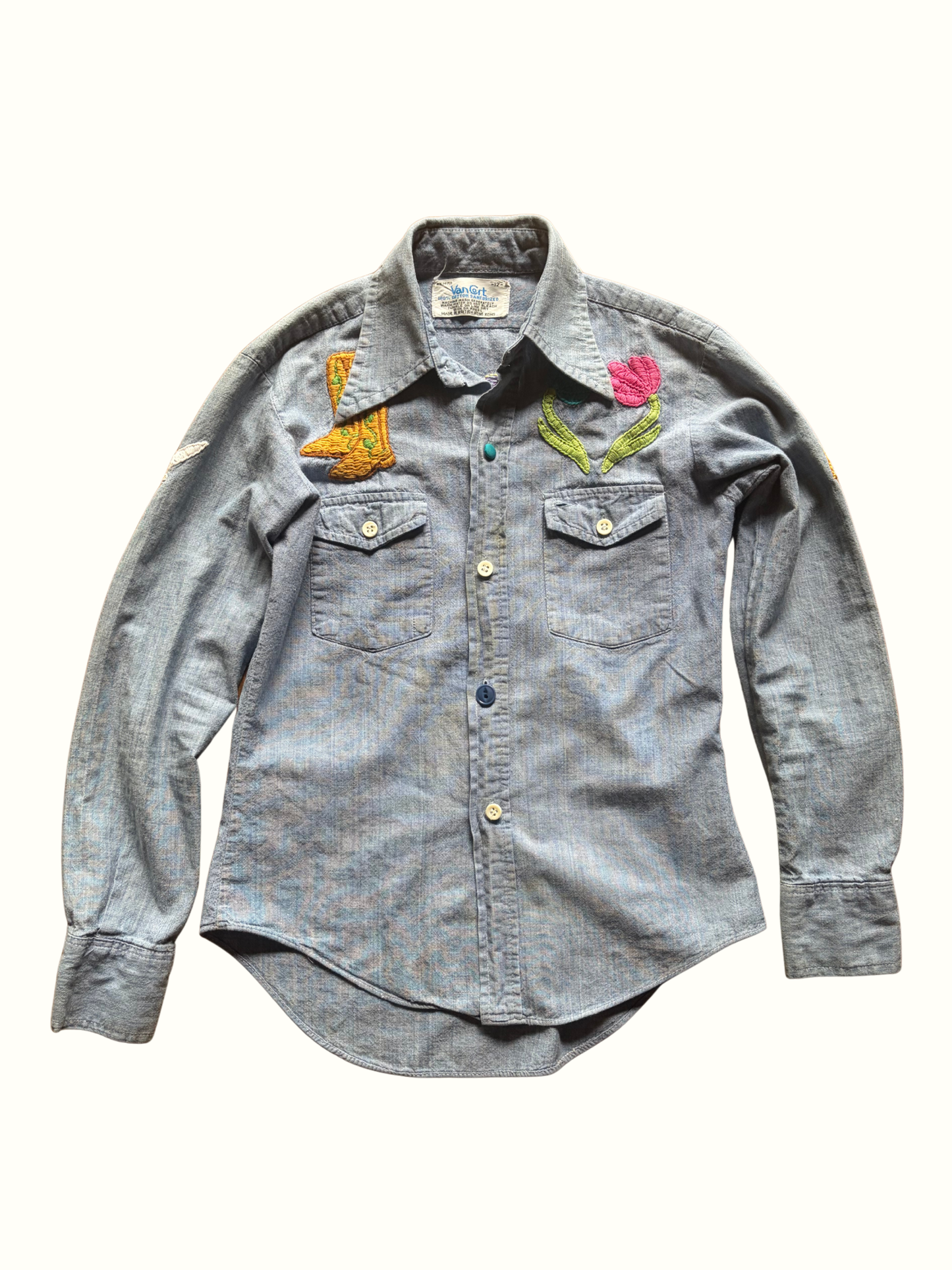 Whimsical Embroidered Chambray