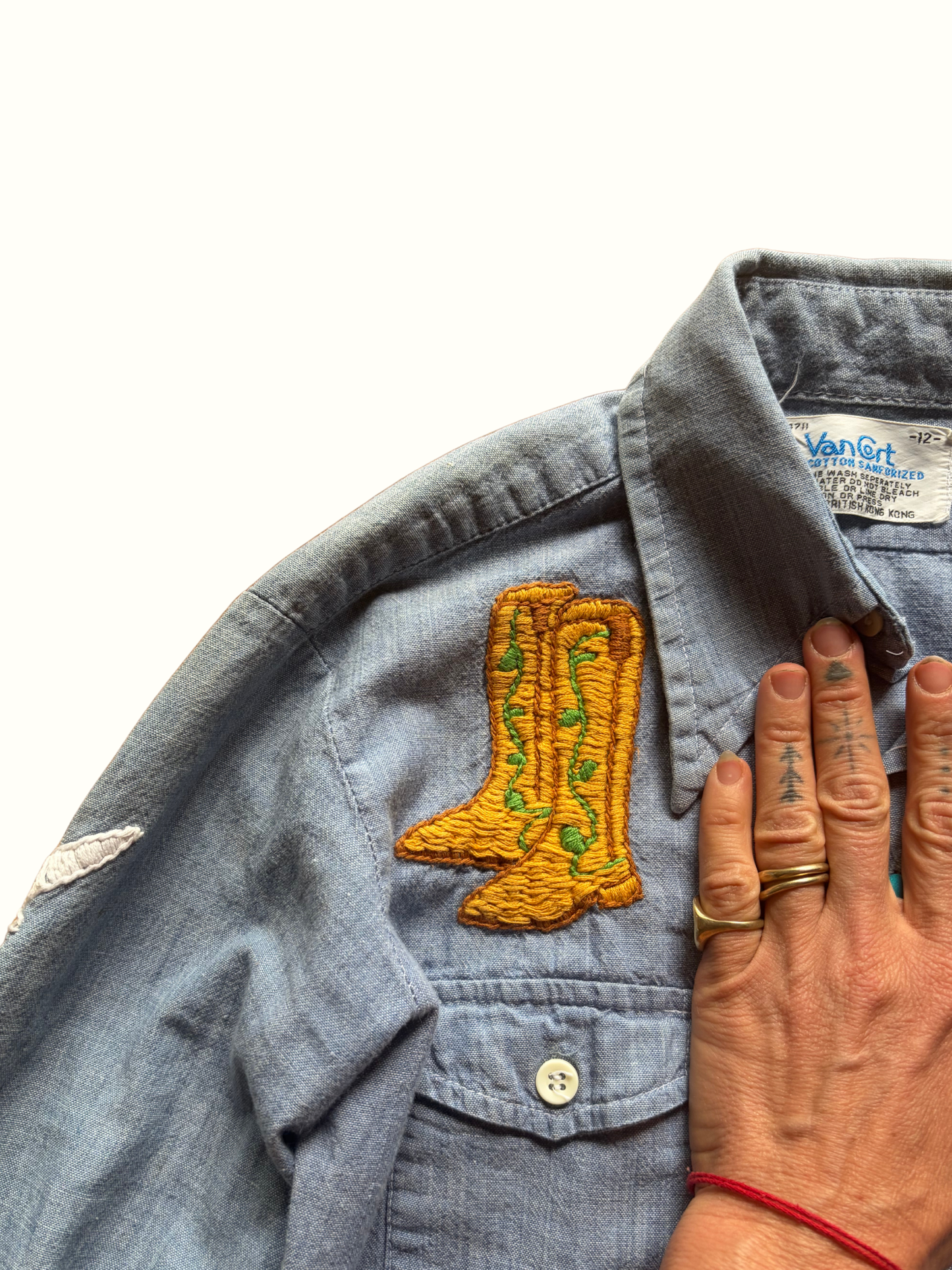 Whimsical Embroidered Chambray